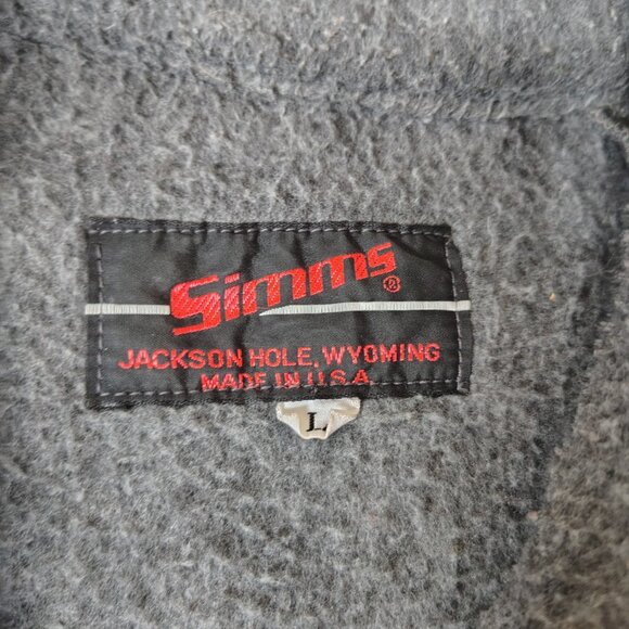 VINTAGE Simms Jackson Hole Fleece Bomber Jacket Black Gray Aviator 80s USA - Picture 4 of 11